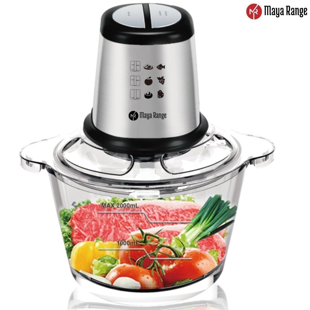 MR-1081 - 2L Glass Bowl Food Processor Blender Chopper Mixer Meat Spices Onion Grinder