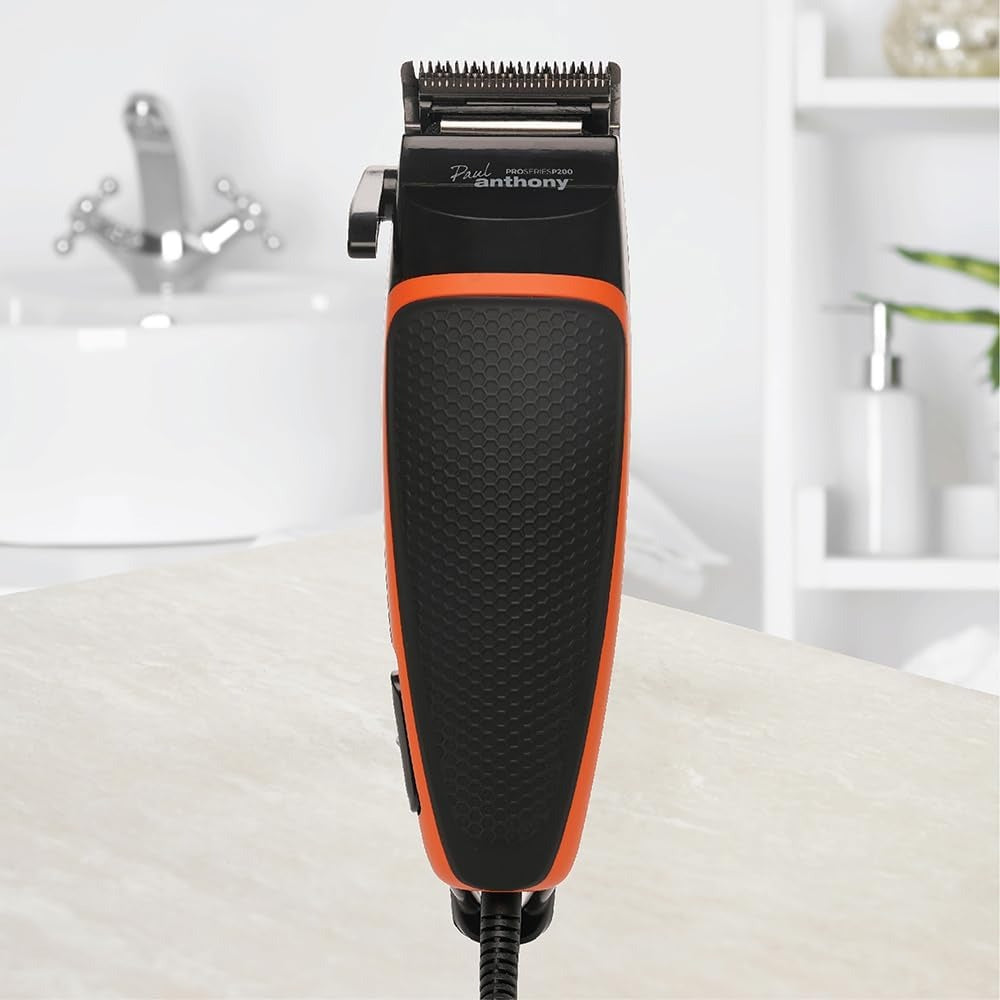 H5124 - Paul Anthony 'Pro Series P200' Corded Hair Clipper- Lightweight - Self Sharpening Stainless Steel Blades - 4 Interchangeable Comb Guides - Precision Taper - Powerful Quiet Motor