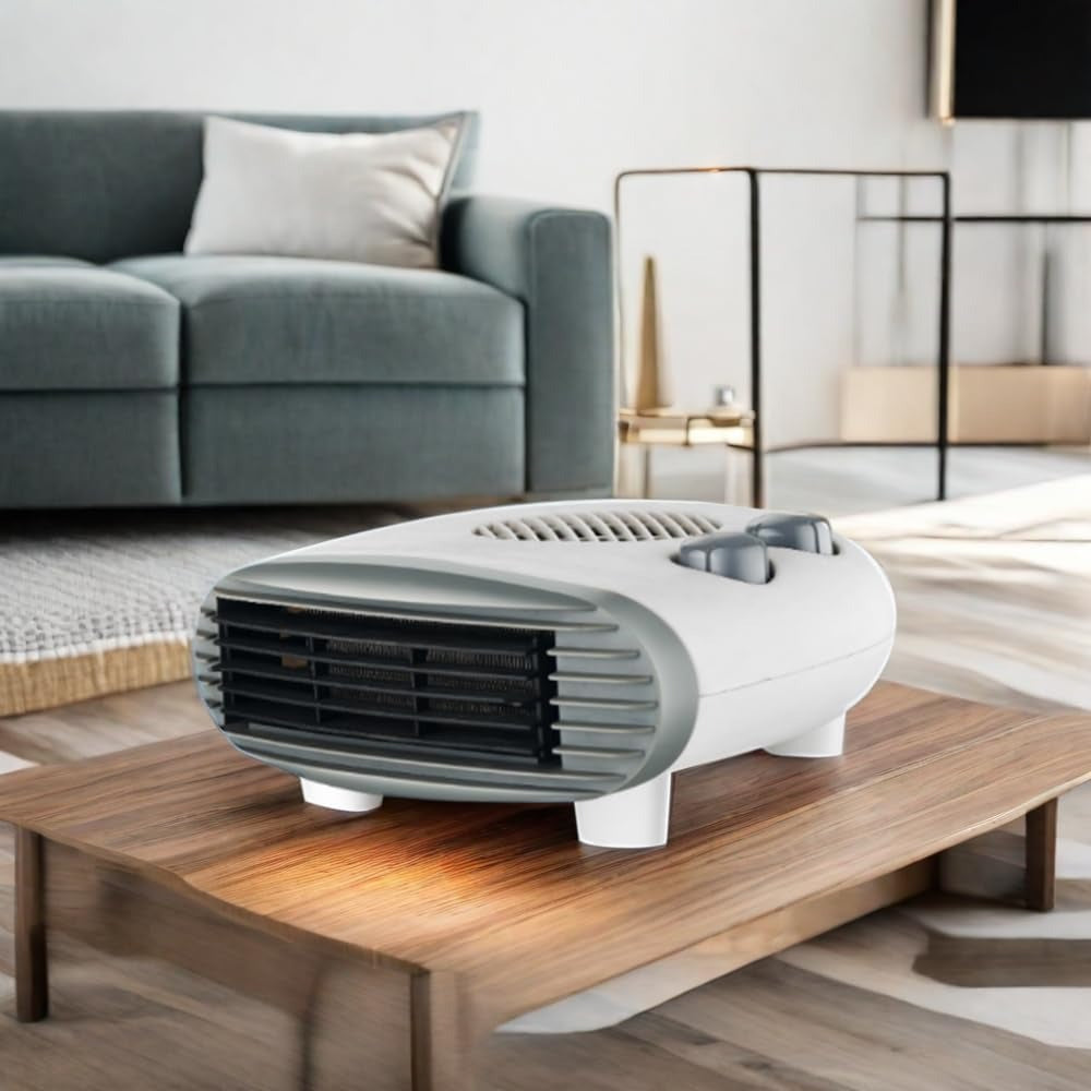 DID Electric Thermo Flat Fan Heater 2000W | Adjustable Two Heat Settings | Overheat Protection | Portable & Lightweight | Low Energy Consumption