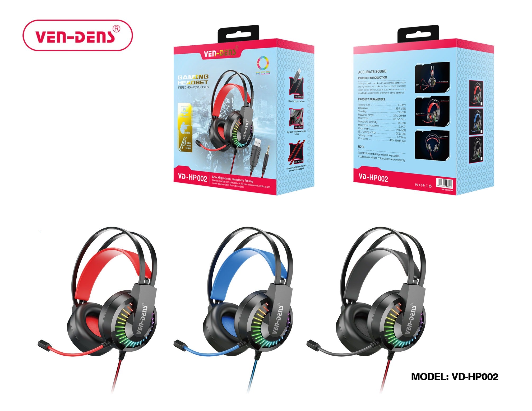 Ven-Dens-gaming headset with microphone (VD-HP002)
