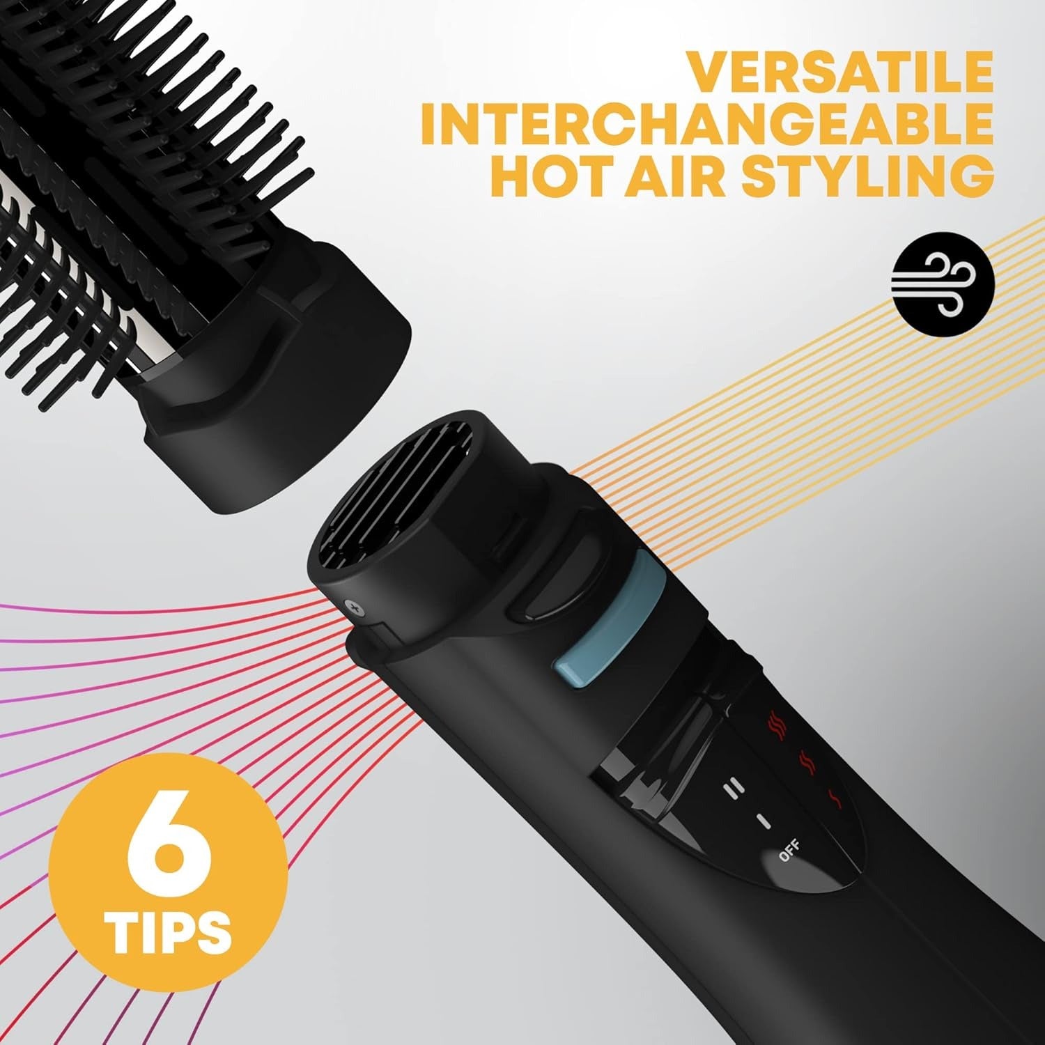 Revamp Progloss Airstyle 6-in-1 Hot Air Multi Styler – Hair Dryer Brush for Wet or Dry Hair Styling – Ceramic Barrel Infused with Progloss Oils for Frizz-Free Shine – Auto-Off & 9’ Swivel Cord