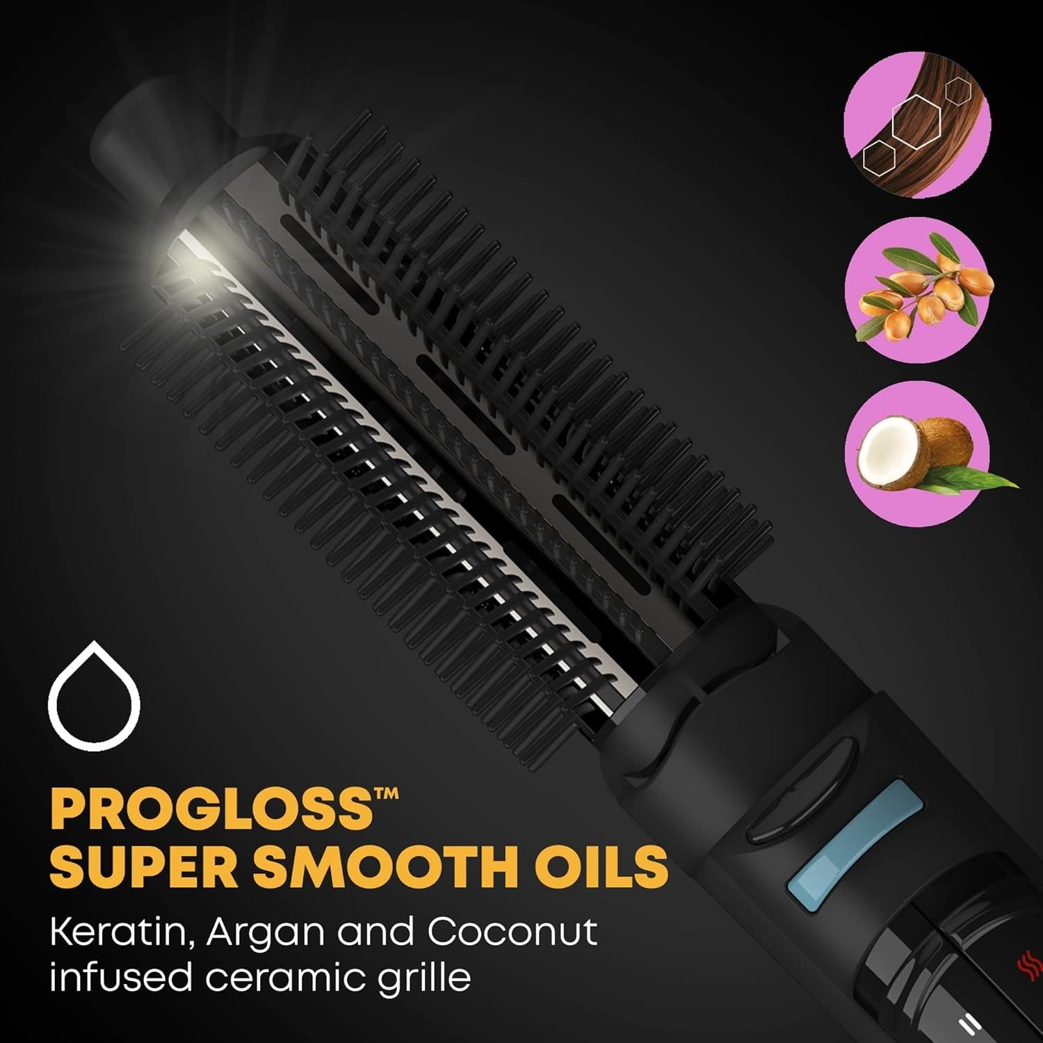 Revamp Progloss Airstyle 6-in-1 Hot Air Multi Styler – Hair Dryer Brush for Wet or Dry Hair Styling – Ceramic Barrel Infused with Progloss Oils for Frizz-Free Shine – Auto-Off & 9’ Swivel Cord