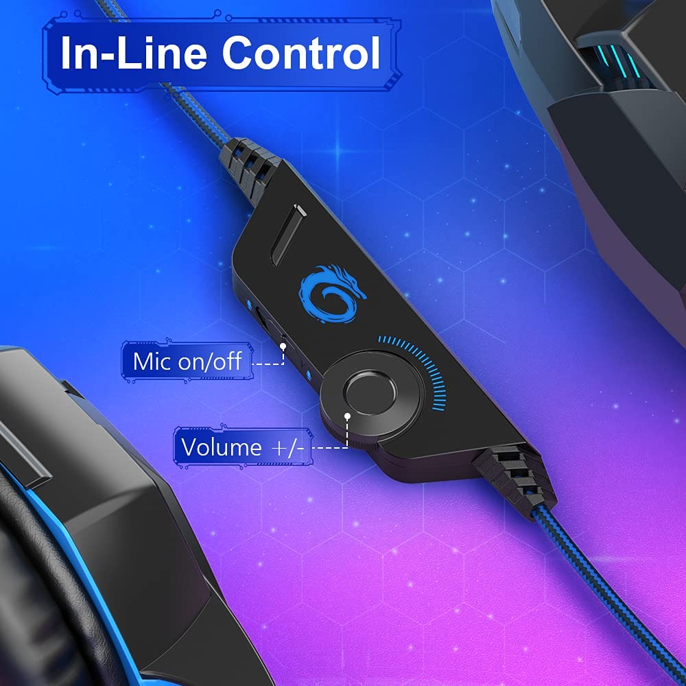 VersionTECH. G2000 Gaming Headset for PS5 PS4 PC Xbox One, Surround Sound Over Ear Headphones with Mic, LED Light for Mac Laptop Switch PlayStation Xbox Series X/S