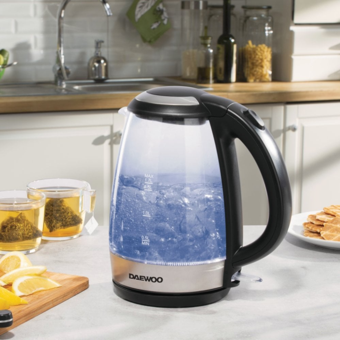 SDA1669GE - Daewoo 1.7L Glass Kettle with LED