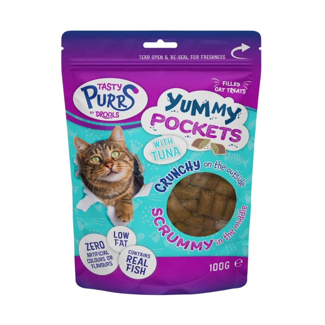 Tasty Purrs by Drools Filled Cat Treats Yummy Tuna Pockets