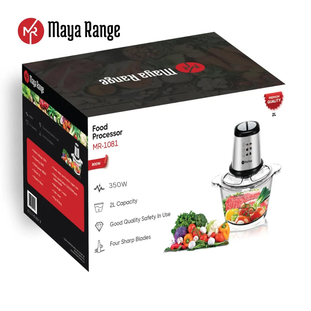 MR-1081 - 2L Glass Bowl Food Processor Blender Chopper Mixer Meat Spices Onion Grinder